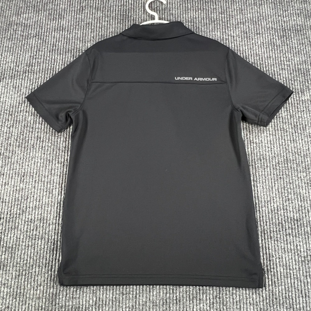 Under Armour Polo Shirt Boys Medium Black Short Sleeve Loose Fit Heat Gear - Picture 12 of 13
